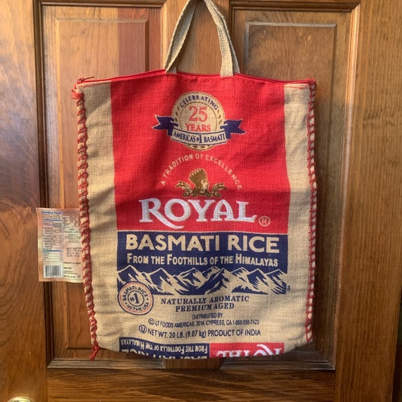 ROYAL 20 LB. Basmati Rice Bag, from the Foothills of the Himalayas. 2 Handles. - Picture 6 of 6